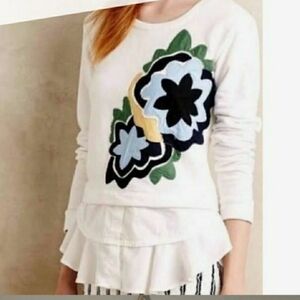 Vintage Anthropologie Little Yellow Button Sweatshirt, Size Small